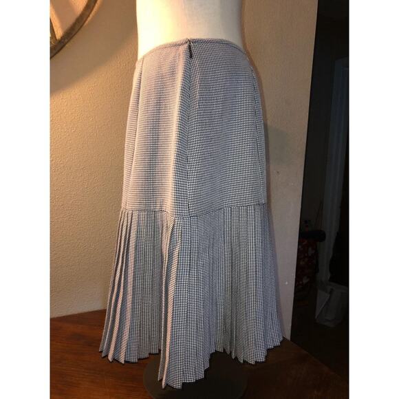 Ali Miles Preppy Academia Houndstooth Black White Drop Waist Pleated Skirt - Picture 3 of 8